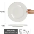 11-inch white ceramic steak plate with elegant pearl embossed rim for dining - Heer - Beaded White Large Plate 11 Inch (Minor Flaws)