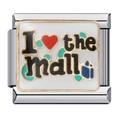 Charm modulare italiano in acciaio inossidabile con design smaltato 'I love the mall' - ICJ519/Amo il centro commerciale