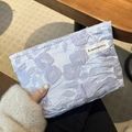 Light blue floral jacquard handbag with vintage 3D texture and branded woven label - Elegant Purple