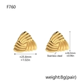 Detailed size specifications of 18K gold-plated triangular geometric earrings in millimeters - Gold Triangle Stud Earrings (F760)