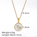 Titanium steel necklace featuring a white shell Capricorn zodiac pendant in gold finish - Capricorn (NB-N1126-MJ)