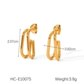 Detailed size measurement of golden double loop stainless steel earrings with dimensions - Double Hoop U-Shape Gold Style (HC-E10075)