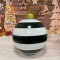 Large PVC inflatable Christmas ball with bold black and white stripes and golden hook top - Black White Stripe