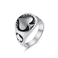 Men's silver titanium steel spade ring with punk style spade ace engraving and polished finish - Size 9 / Steel