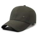 Dark green baseball cap with metal F-logo and embroidery on the brim, side view - Adjustable / Army Green