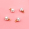 White faux pearl charms with gold metal rings for DIY jewelry and bracelets set of 4 - 5mm KC Gold Round
