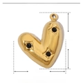 Detailansicht der Gold-Herzanhänger-Parameter mit Abmessungen von 14mm mal 11mm - Drei Steine Schwarzer Zirkonia Herz Stil (YE565-2)