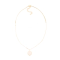 Gold-plated brass layered necklace featuring a minimalist coin pendant and beaded chain - Single Round Disc Style (XL-402-1)