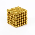 Golden 5mm magnetic balls set of 216 pieces arranged in a polished metal cube structure - 5mm 216Pcs Metal Box / Gold