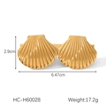 Detailed dimensions of a shell-shaped 18K gold-plated stainless steel hair clip - Double Shell Style (HC-H60028) / Gold