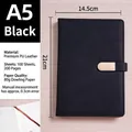 A5 black PU leather notebook with a golden magnetic buckle and 100 sheets of paper - A5 (With Buckle / 100 Sheets) / Black