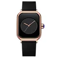 Elegant rose gold square watch with black dial and matte silicone strap for women - Rose Gold Black Dial Black Silicone Strap