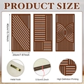 Detail view of 40x20cm geometric wood wall art panels with mounting hooks and textures - Geometric Grid Style (Y24Y51204_Q) / Three-Piece Set