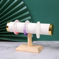 Three-tier jewelry stand with gradient beaded bracelets and white jade-like bangle - Type B White Leather
