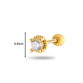 Orecchino in acciaio dorato con zircone rotondo da 0,43cm e chiusura a vite - Stile 3 Tondo Classico / Giallo Oro