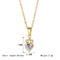 Golden titanium steel heart necklace with crown zircon pendant and chain size details - Gold White Zircon Necklace