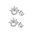 Silver butterfly crown cartilage stud earrings with micro-inlaid cubic zirconia - Marquise Fan with Loop