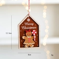Weihnachtsanhänger aus Holz mit Lebkuchenmädchen, braunem Filz und weißen Schneeflocken - Stil 2-Lebkuchenmädchen (Schleife)