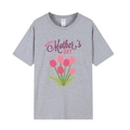 Grey Mother's Day T-shirt featuring a tulip bouquet and Happy Mother's Day print - XS / Tulip Print / Gray