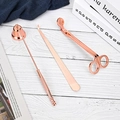 Rose gold 3-piece stainless steel candle care set with wick trimmer, snuffer, and dipper - Rose Gold 3-Piece Candle Tool Set