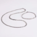Set collana e bracciale a catena cubana argentata con piastrina rettangolare liscia - 6mm / Set Argento