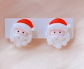 Detail of cute Santa Claus clip-on earrings for kids on a white card with pink background - 15# Santa Claus Type B / Clip-on Earrings Pair
