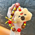 Cute plush Capybara keychain with colorful beads and spider charm bag variant - Beading