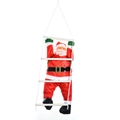 Figurine du Père Noël grimpant sur une échelle de corde à 4 barreaux pour décoration - Style Échelle Une Personne / 90cm