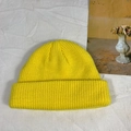 Classic bright yellow knitted beanie hat with stylish folded brim for autumn and winter - One Size / Chick Yellow