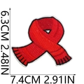 Detailed measurement of red scarf embroidery patch showing dimensions 7.4cm x 6.3cm - No. 14 (Red Scarf)