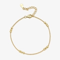Elegantes goldenes S925 Sterlingsilber Perlenarmband mit polierten Kugeln - Gold - Armband