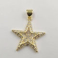 Pendentif étoile à cinq branches dorée avec incrustation de zircones étincelantes - Étoile Pleine Zircone Dorée