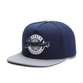 Ρυθμιζόμενο καπέλο Brooklyn snapback σε σκούρο μπλε και γκρι με κεντητό λογότυπο - Κέντημα Σχεδίου Barber Shop / Ναυτικό Μπλε & Γκρι