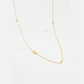 Detail of gold letter N pendant on a S925 sterling silver chain with three small zircons - Letter N / 925 Sterling Silver Plated With 18k Gold