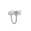 Detailed close-up of a silver spider nose ring with sparkling white rhinestones - Spider Shape Style (FNN3111823)