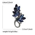 Elegant leaf vine brooch with deep blue crystals and silver-tone alloy finish - Dark Blue