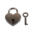 Handmade stainless steel heart padlock and key pendant in dark gunmetal black finish - Black Heart Lock + Key
