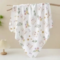 Soft white cotton baby swaddle blanket featuring cute sheep and floral print patterns - Little Sheep