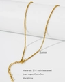 Detail of 18k gold plated 2mm stainless steel chain showing length and clasp details - HC0042G-Round Pearl Chain
