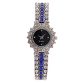 Orologio al quarzo argento con cristalli blu e quadrante nero stellato da donna - Cinturino Argento / Quadrante Nero / Diamanti Blu