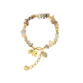 Bracciale di pietre naturali con ciondoli a cuore e elefante in smalto giallo - Elefante e Cuore Stile (3#)