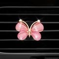 Pink gemstone butterfly car air vent aromatherapy clip with golden frame - Pink Butterfly