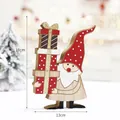Wooden Christmas gnome figurine with red polka dot hat and gifts, 18x13cm festive decor - Christmas Gnome with Gift Boxes