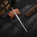 Silver sword shaped hairpin with intricate engraving for Hanfu styling and cosplay - Ancient Sword Hairpin / Color Retention White K Gold