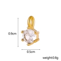 Gouden rvs hanger met ronde witte zirkoon, hoogte 0,9 cm en breedte 0,5 cm - April (Wit)