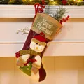 Christmas stocking with snowman design in burlap and velvet, size 25x45cm for decor - Snowman Style (064-B)