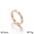 Bague en acier inoxydable or rose avec chiffres romains et oxydes de zirconium 3mm - Or rose (KR92459-K)