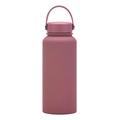Matte dusty pink stainless steel sports water bottle with a flexible handle and wide mouth - Smoky Pink