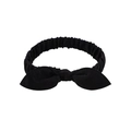 Elastic baby headband with a black cotton bowknot, minimalist stretchy infant hairband - Black