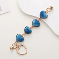 Blue velvet heart charm chain with gold metal frame and magnetic buckle for DIY jewelry - Lake Blue